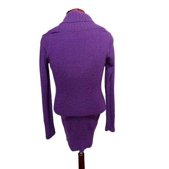 Jane Norman Sweater Dress / Tunic Solid Purple‎ Buckle Detail Size 10 - Picture 5 of 12